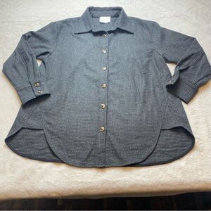 All:Row Long Sleeve Black and Gray Houndstooth Flannel Button Down Shirt Size M